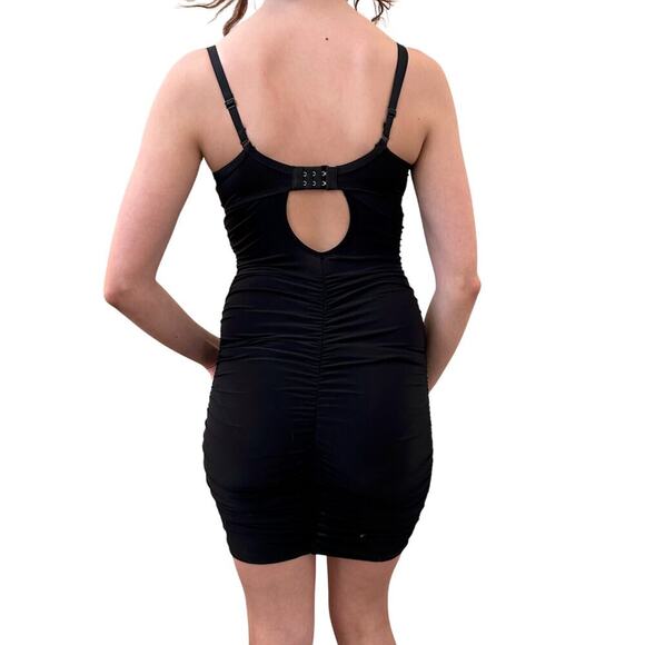 Super Sexy Ruched Red & Black Lace Push Up Halter Dress Clubwear Rave Size Small - Picture 7 of 8